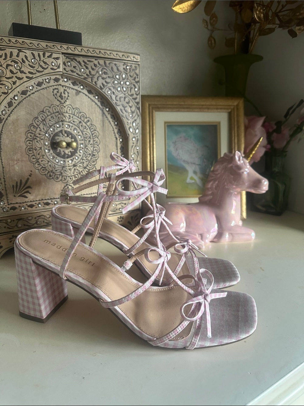 Madden Girl Gingham Bow Sandals